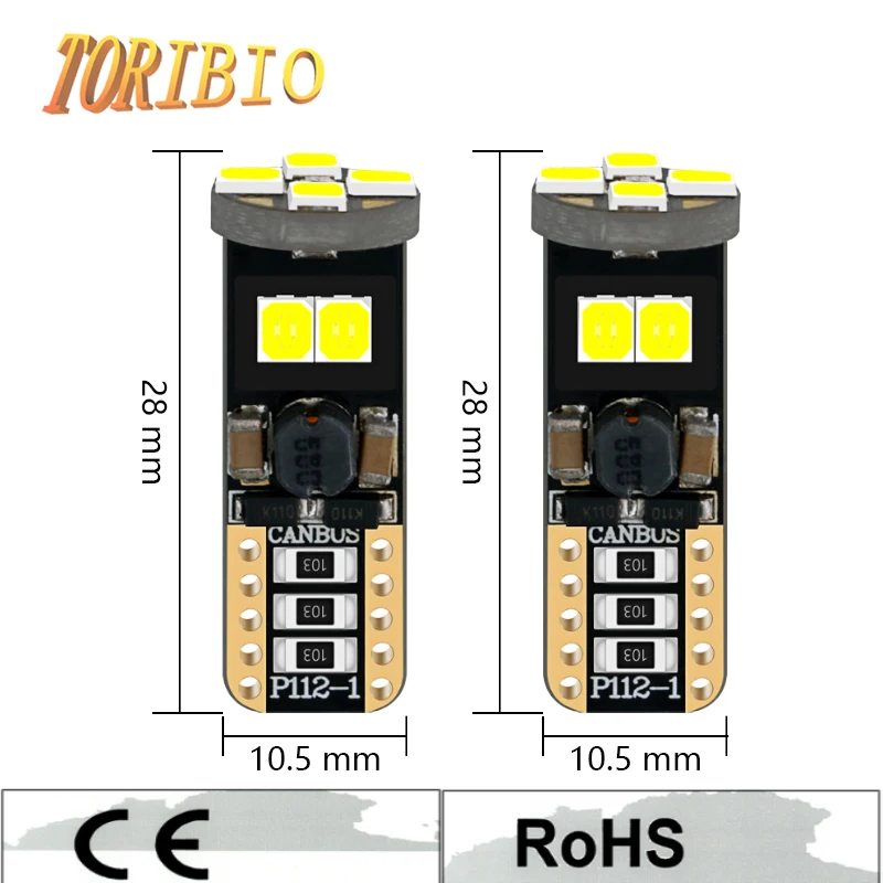 
LED T10 10SMD Car W5W 194 168 Canbus DC Decoding Dashboard 