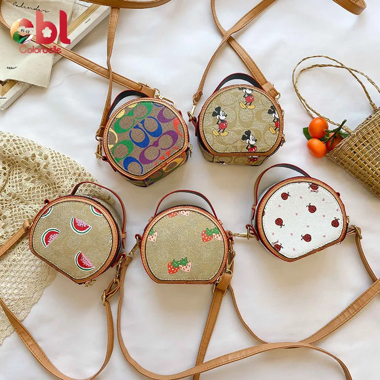 

Wholesale Children Handbag Purse Round Crossbody Kids Shoulder Bag Mini Messenger Bags In Stock, Strawberry,red ladybug,watermelon,letter c,mickey