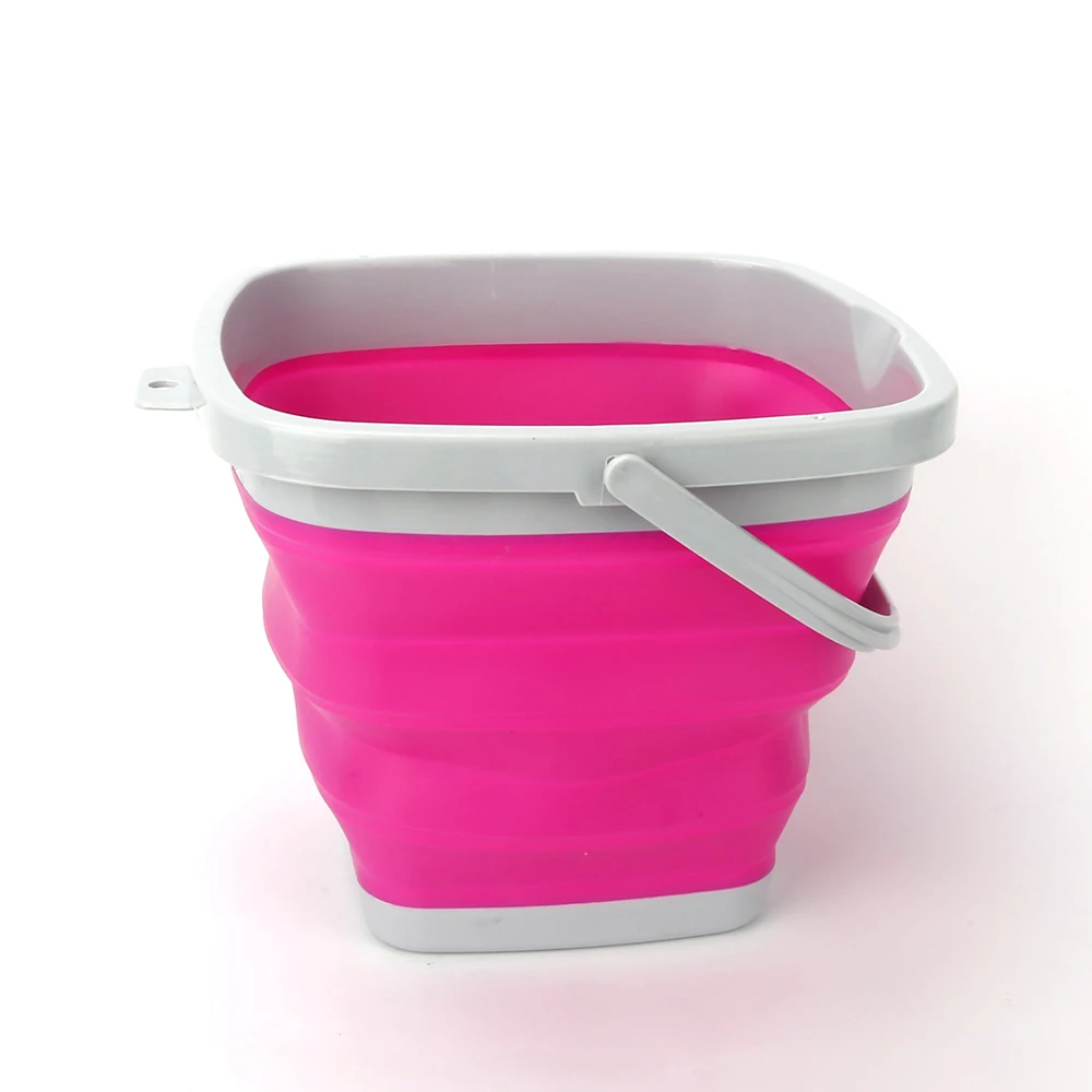 

Multifunctional PVC silicone waterproof picnic foldable fishing camping bucket, Orange, blue, green, rose red