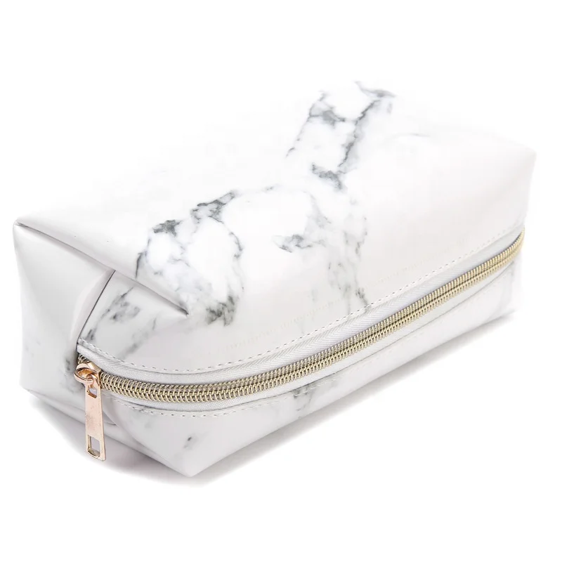 

Classic Travel Portable Square Marble PU Small Organizer Cheap Lash Makeup for Lady, Black customized color