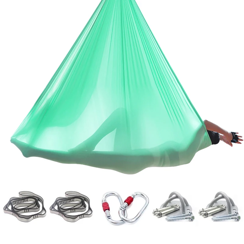 

Aerial Hammock Set 8 meters Gradient Color Low Elastic Sling Stretch Strap Yoga Studio with a full set of accessories