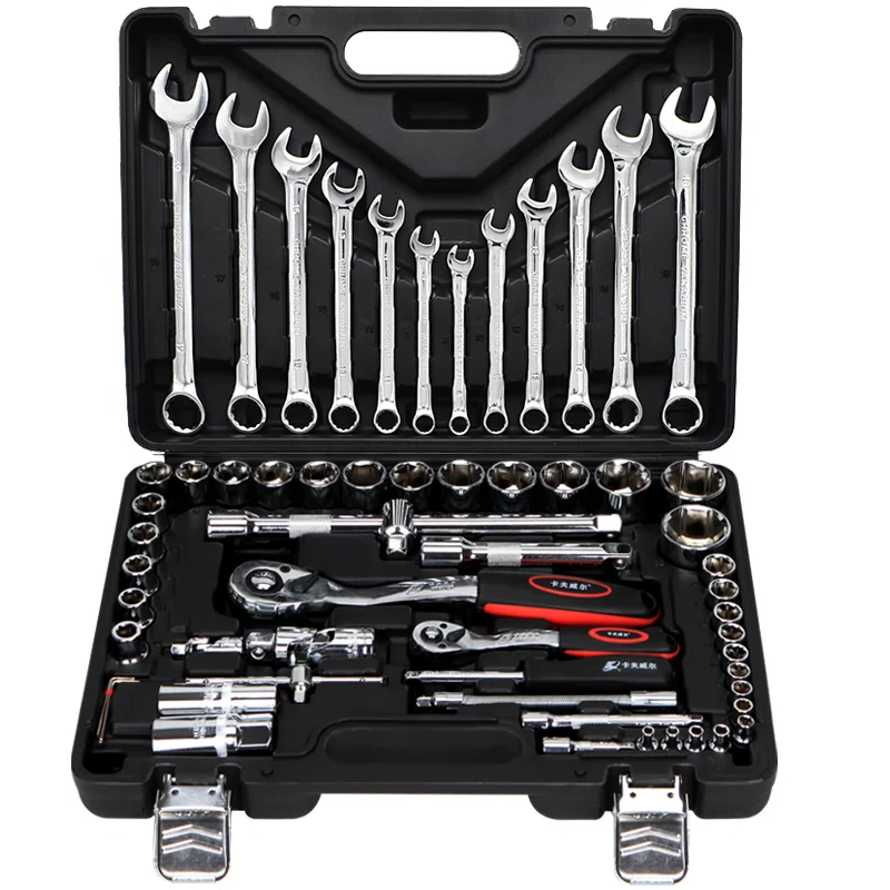 

KAFUWELL SS3389A 61PCS 72Teeth ratchet wrench professional hand tool bag socket toolkit for auto car bicycle repair