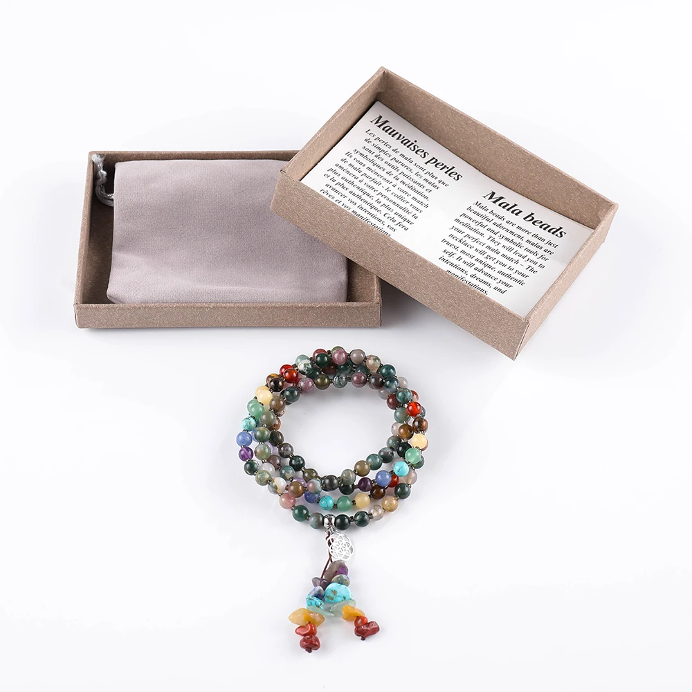 

Wholesale Mala Beads 108 Prayer Yoga Bracelet Gift Box Prayer Beads Mala and Multi Color Bracelet