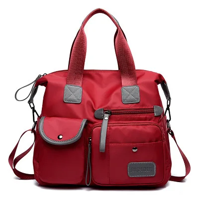 

High Capacity Nylon Handbags Messenger Ladies Shoulder Leather Decorated Portable Travel Woman handbag Fashion Mommy Bag, 4 colors