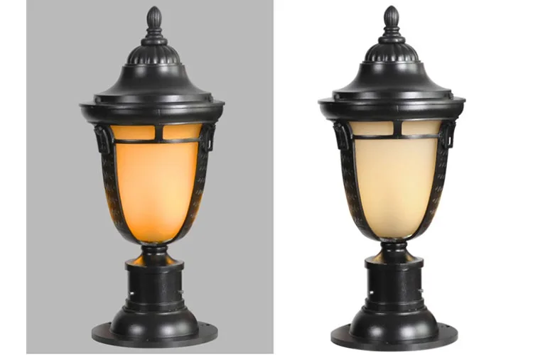 Custom made outdoor waterproof European style pathway lawn street main gate vintage lantern post lamp bollard garden pole light