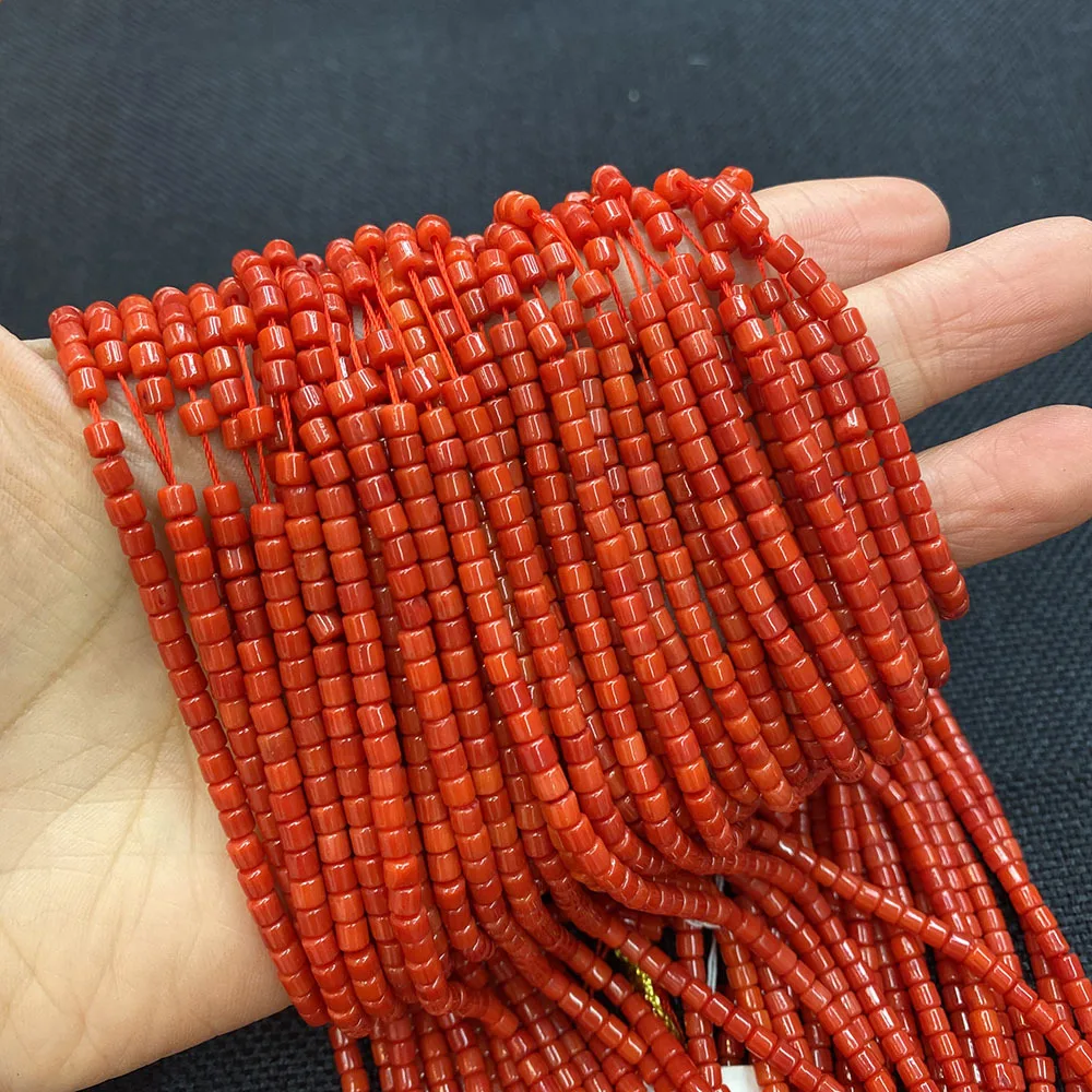 

Wholesale dyed color 2*2mm 3*4mm cylinder shape coral beads Synthetic red coral beads for jewelry making