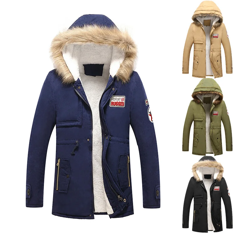 

Outwear Down Jacket Guangzhou Proof Cotton Fabric Winter Warm Coat Men Trench Fur Hood