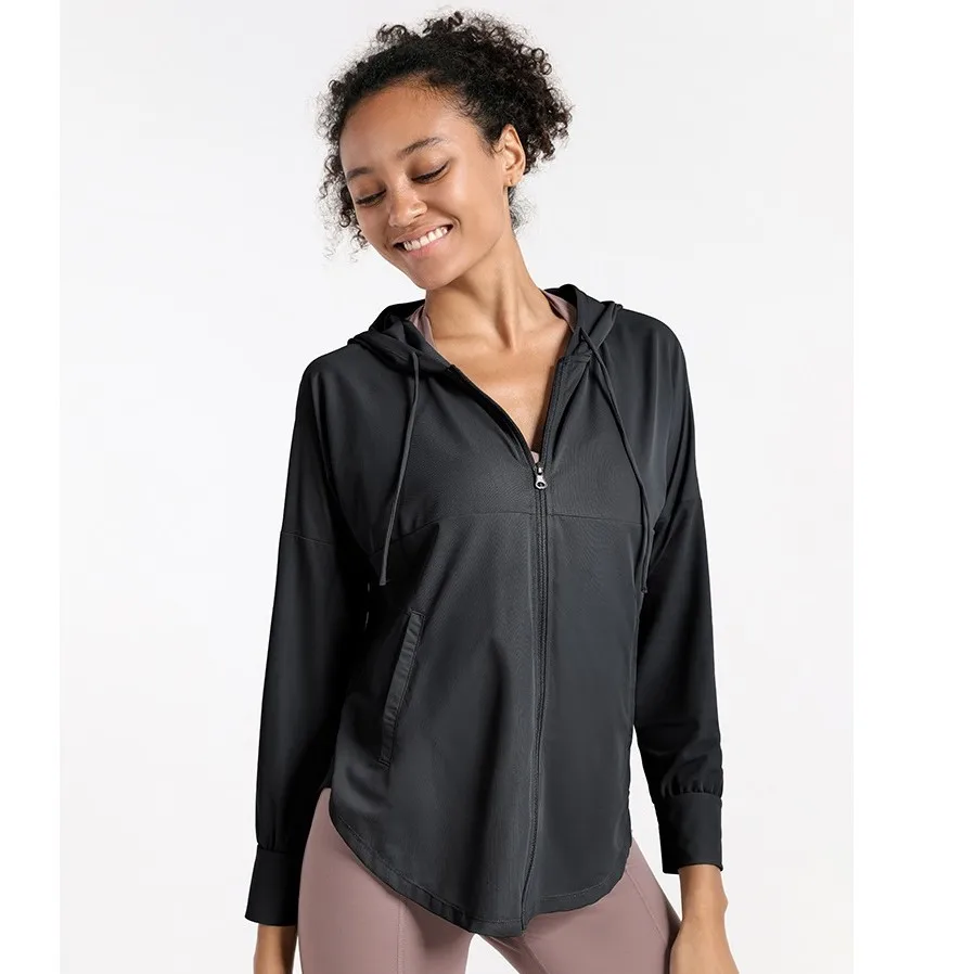 

Custom Workout Shirts Athletic Running Tops Yoga Hoodie Sportswear Long Sleeve Quick Dry Women Activewear Mesh Gym Jacket