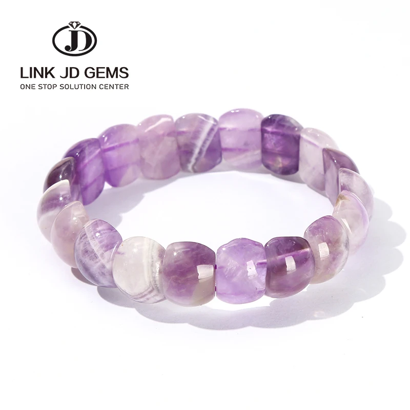 

JD Semi Precious Women Fashion Beaded Jewelry Bracelet Bangles Natural Violet Stone Green Aventurine Amethysts Bangle