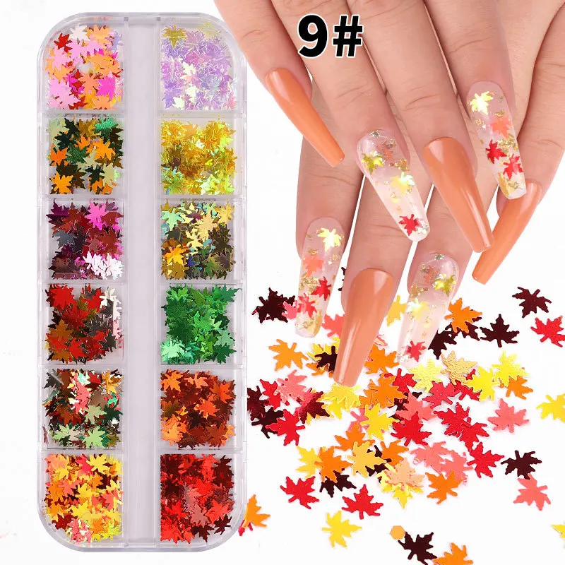 

Fast Shipping 12 Colors/box 3D Holographic Butterflies Maple Leaves Flakes for Women Nail Art Butterfly Glitter Sequin, Colorful