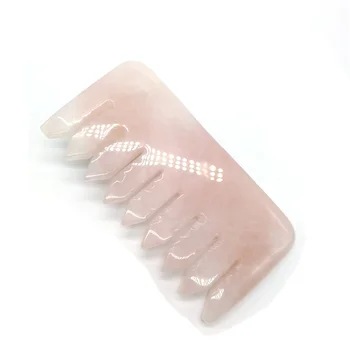 

wholesale pink jade quartz massager hair comb, Laser logo or print logo