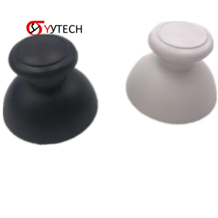 

SYYTECH Controller Replacement Thumb stick Grip Button Mushroom Head Shell 3D Joystick Cap for WII Nunchuck Curved Handle, Black, white