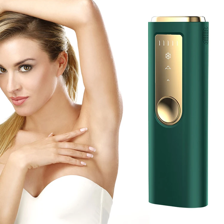 

Woman Home Use 999999 Flashes Painless Permanent Laser IPL Epilator Hair Removal Beauty Device, White green