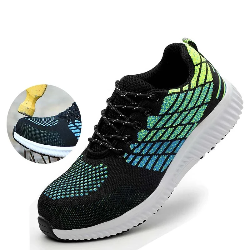 

New Exhibition Safety Shoes 2020 Men's Lightweight Breathable Outdoor Anti-smashing Steel Toe Work Sneakers Protective Boots, Black
