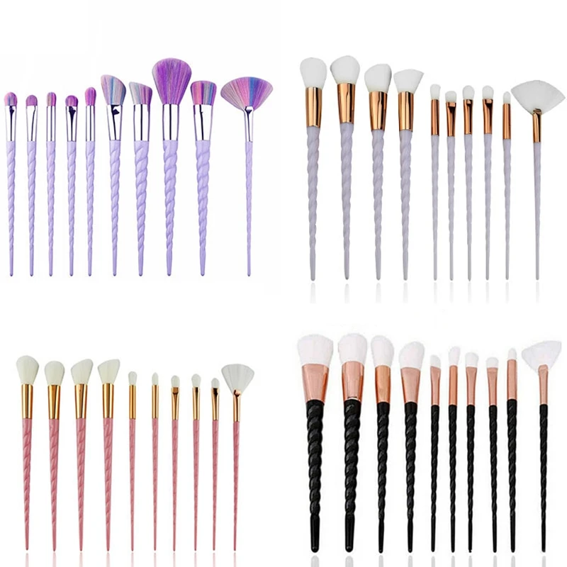 

Private Label 10pcs Makeup Brushes Foundation Blending Powder Eye shadow Beauty Makeup Brush Set, Blue,white,black,colorful,pink