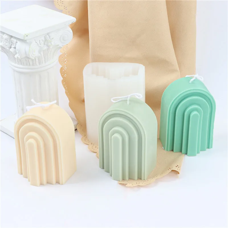 

LOVE'N LV462Z Cross border new U-shaped step arch Candle Mold DIY crystal drop glue candle gypsum aromatherapy mold, White