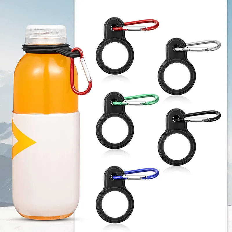 

Portable plastic water bottle stainless steel cola shaped water bottle carrier holder handle with carabiner, Black