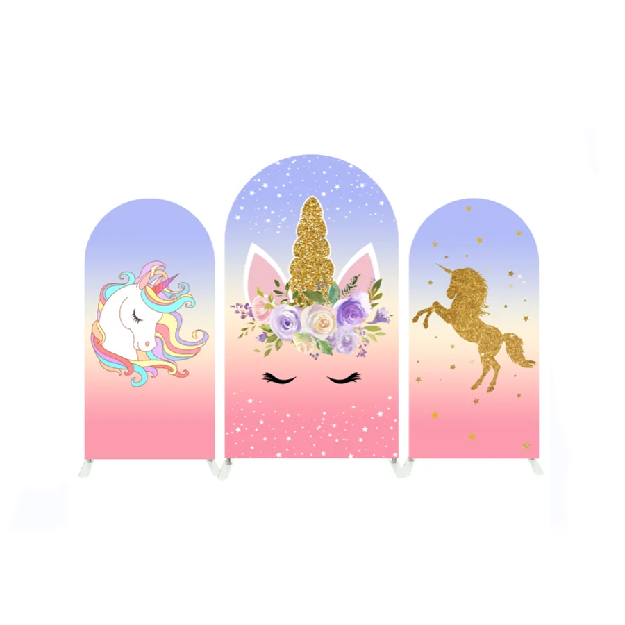 Custom 3*6ft 4*7ft Scale Arch Background Cover Stage Decoration unicorn Birthday Party Fabric Arch Cover Backdrop Stand