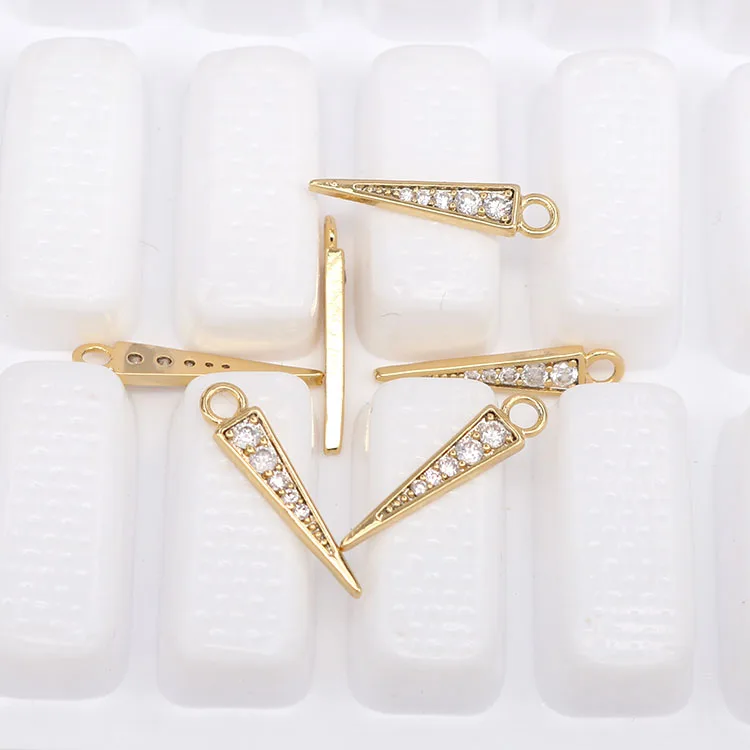

CZ7871 Dainty Mini Gold CZ Micro Pave Spike Charm Pendants