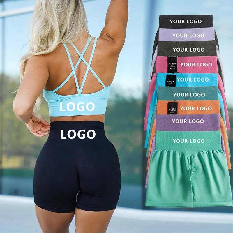 

Custom Knitted Logo Fitness Workout Women Nvgtn 87% Nylon 13% Spandex Yoga Gym Booty Seamless Pro Shorts