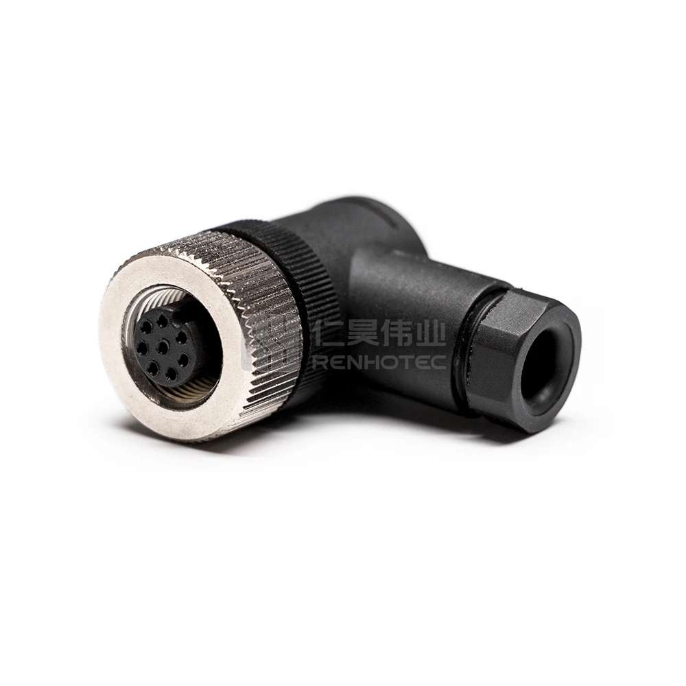 

M12 Female Connector 8 Pin Right Angle Plastic Assembly Circular Plug