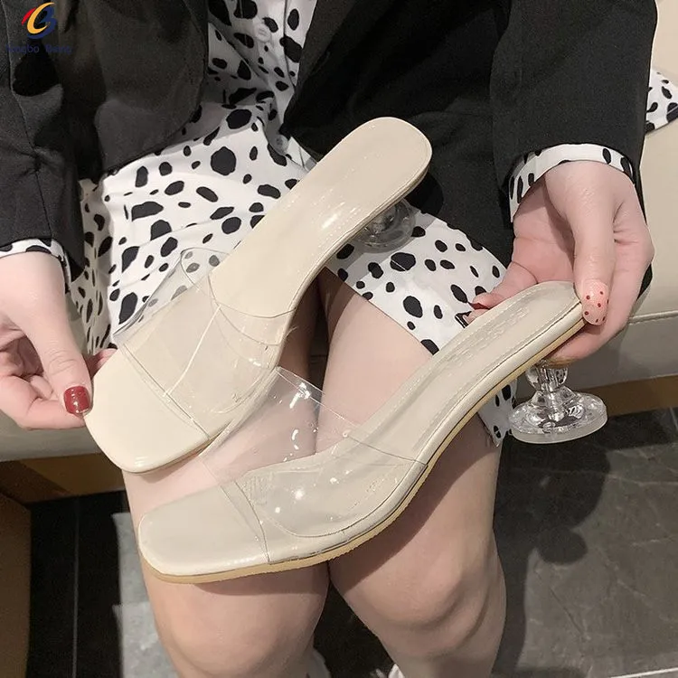 

Hot sales sandals shoes transparent heels for women slides slippers