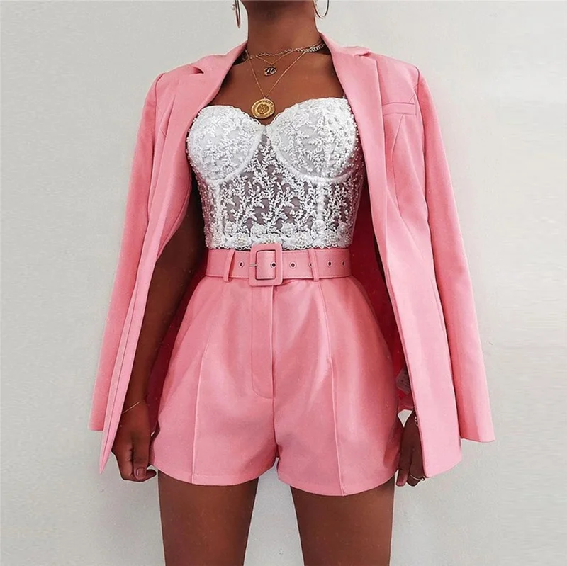 

Women's Suits & Tuxedo Women Lady Business Suits Blazer Jacket Shorts Two Piece Set Women's suits, Orange,pink,green