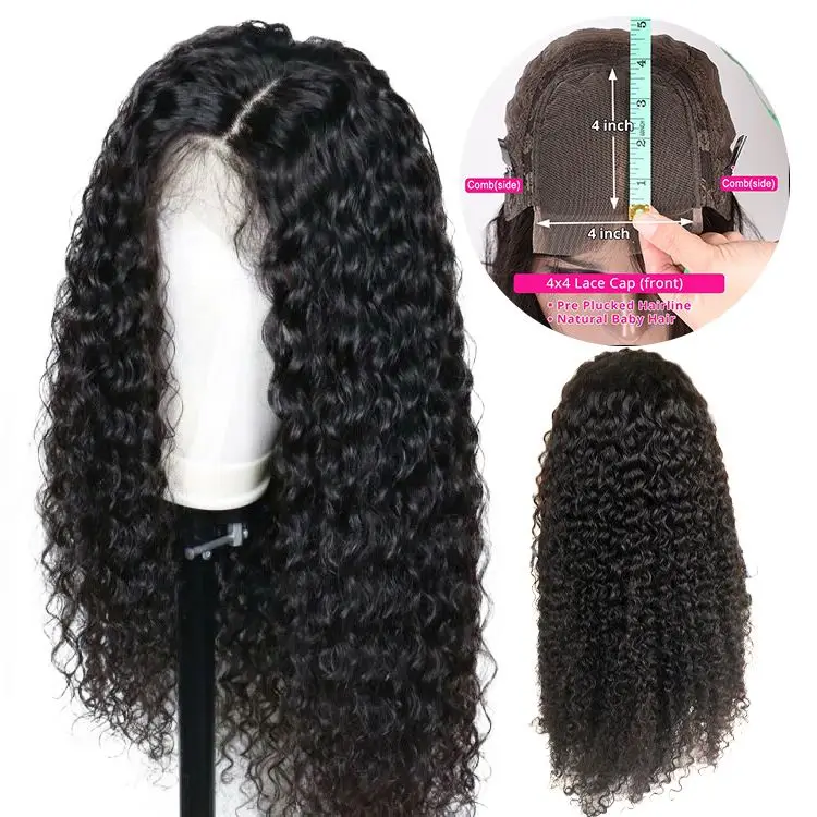

Fast Shipping 180% Density Virgin Brazilian 4x4 Lace Closure Human Hair Wig Straight Curly Wigs with Closure for Black Women