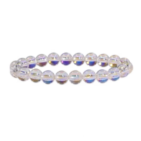 

Aqua aura clear quartz tiny crystal bead bracelet healing crystal bracelet
