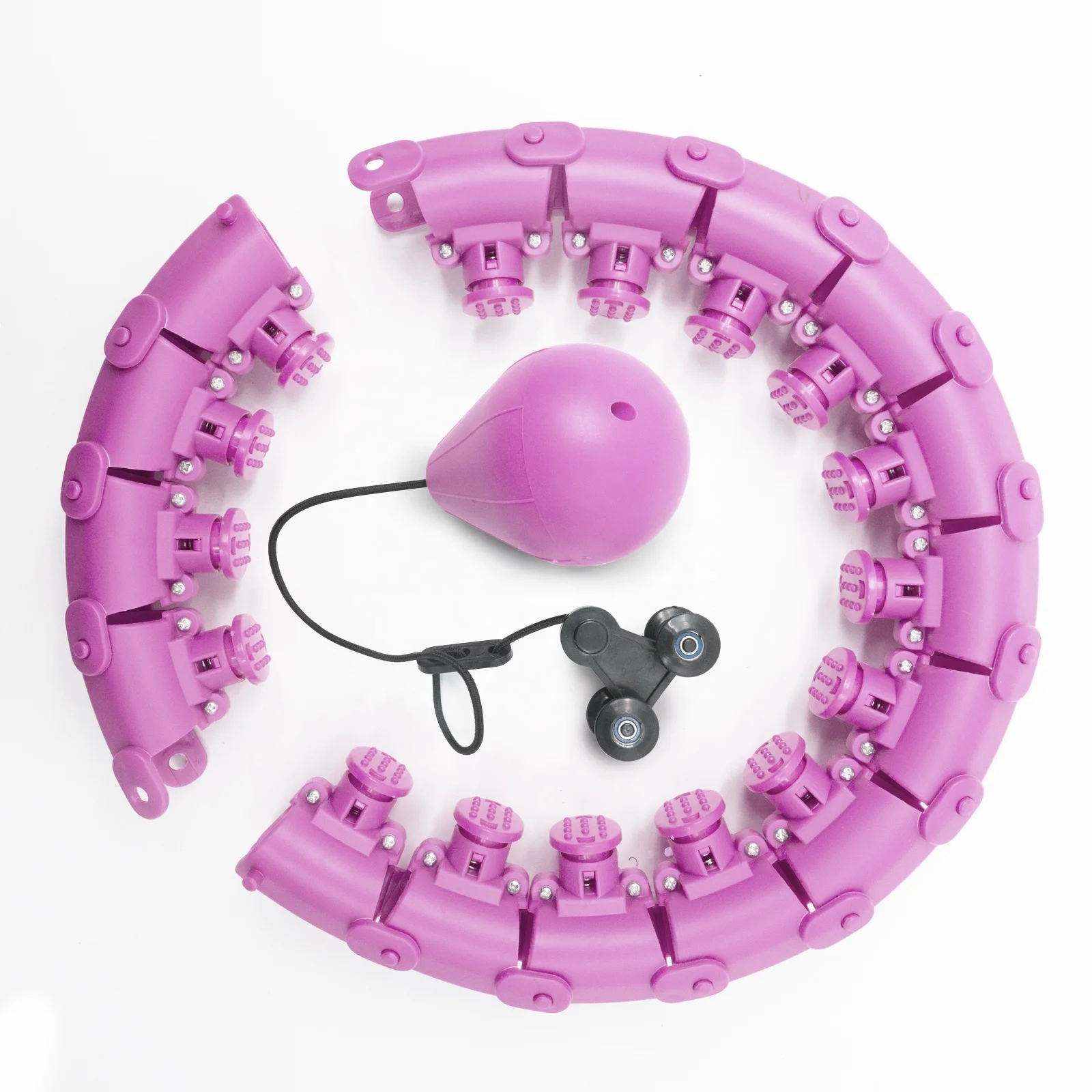 

New Arrival 24 Knots Plastic Smart Weighted Hula Hoops Slimming Hoola Hoops 52 Inches with Weight Ball, Customized color