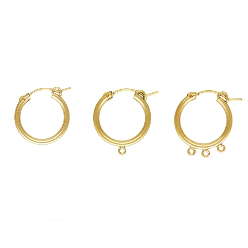 Permanent Jewelry Eurowire Hoop Vintage Round Shape Gold Filled Earrings Findings