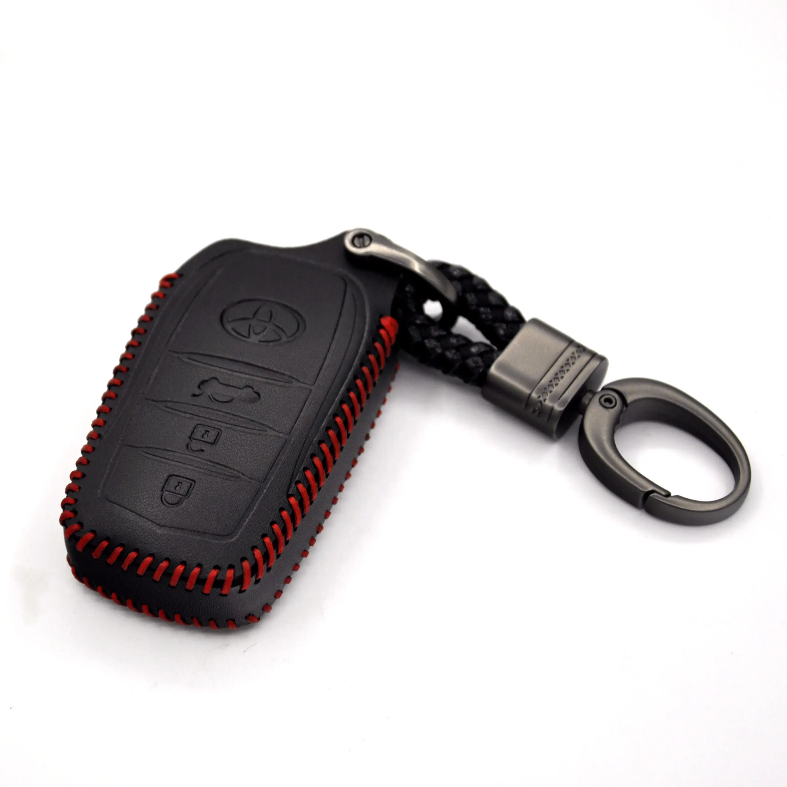 

Genuine Leather Remote Car Key Fob Cover Key case keychain bag For Toyota Camry, highlander, Rav4, Carora, Reitsch, Prado, Black