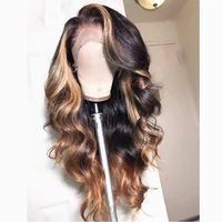 

Free shipping Body Wave 13x4 13x6 Lace Front 3 tone ombre Color Human Hair Wigs 1b4/27 Brazilian Hair Wigs With Baby hair