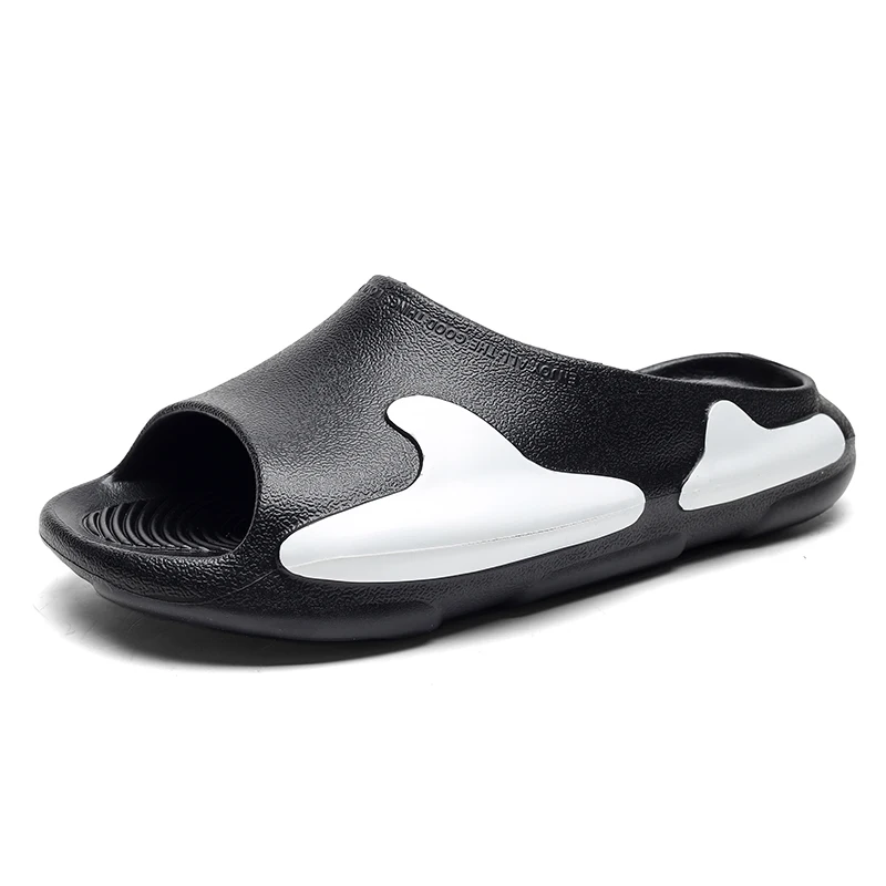 

2021 New Fashion Slippers Summer and Autumn Indoor Men's Casual Slipper Outdoor Breathable Large Size 46 Black Slippers, Black white