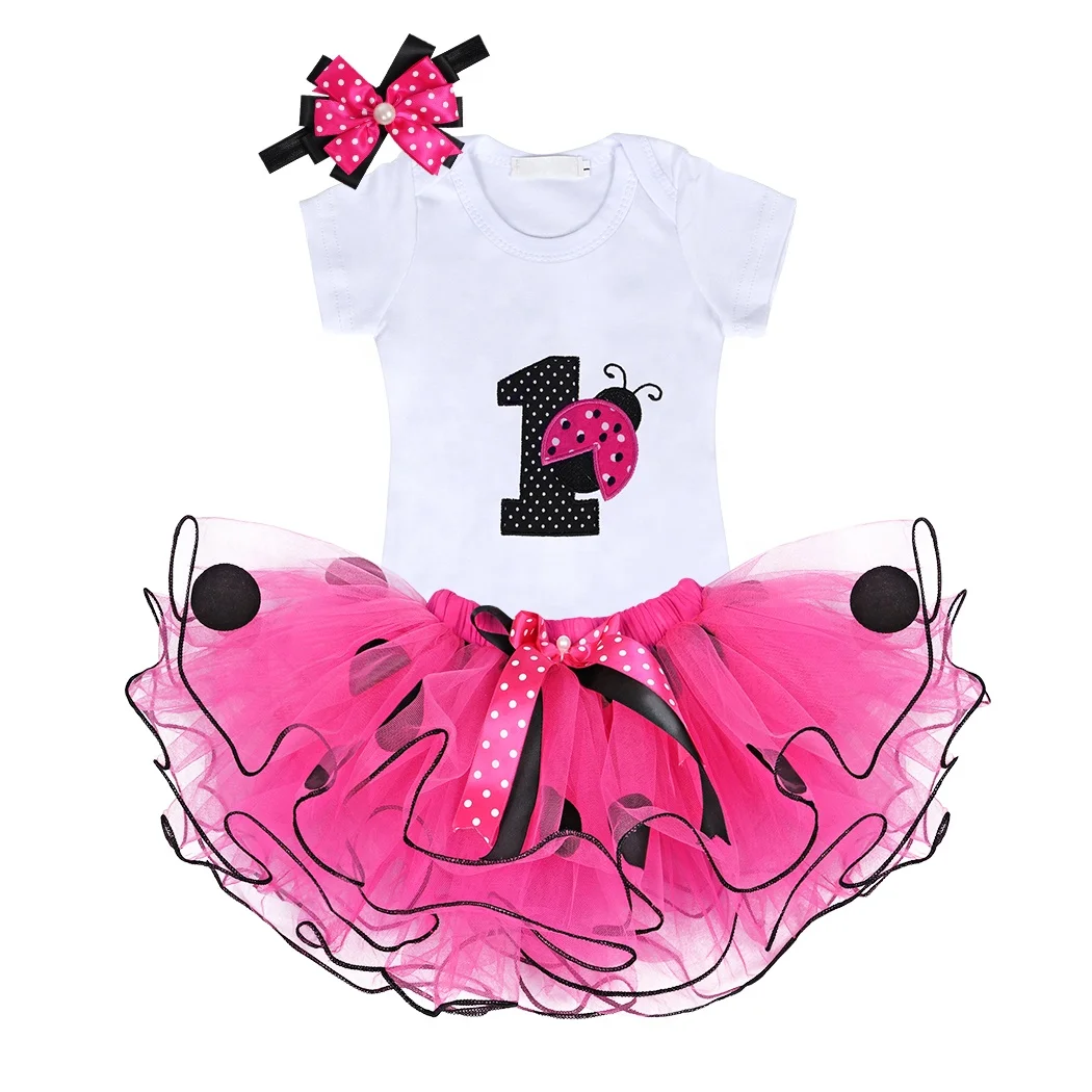 

Baby Girls Mesh Skirt Headscarf Three-piece Set One Years Old Baby Birthday Party Dresses