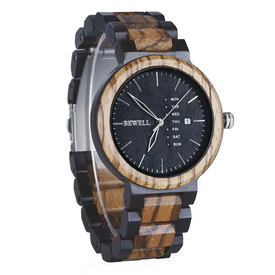 

Bewell Male High Quality wooden wrist Watch Bamboo Wooden Watches Men in gift box custom logo Cheap Quartz Watches 159A