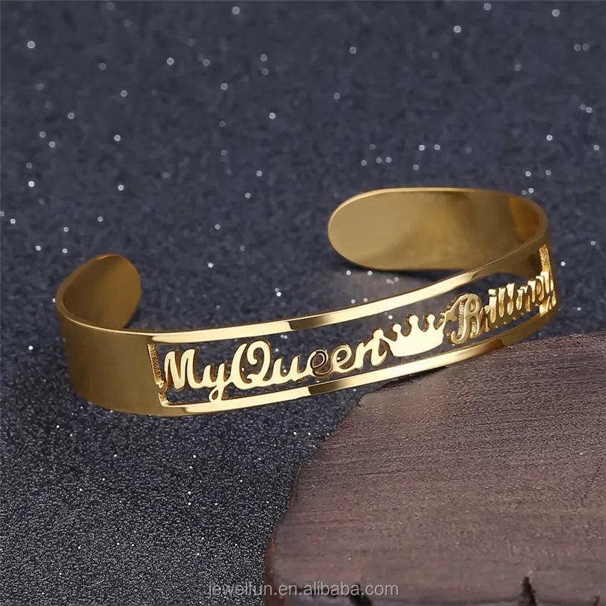 

Custom Name Cuff Bangles Gold Plated Stainless Steel Nameplate Bangles & Bracelet Custom Jewelry Christmas Gifts