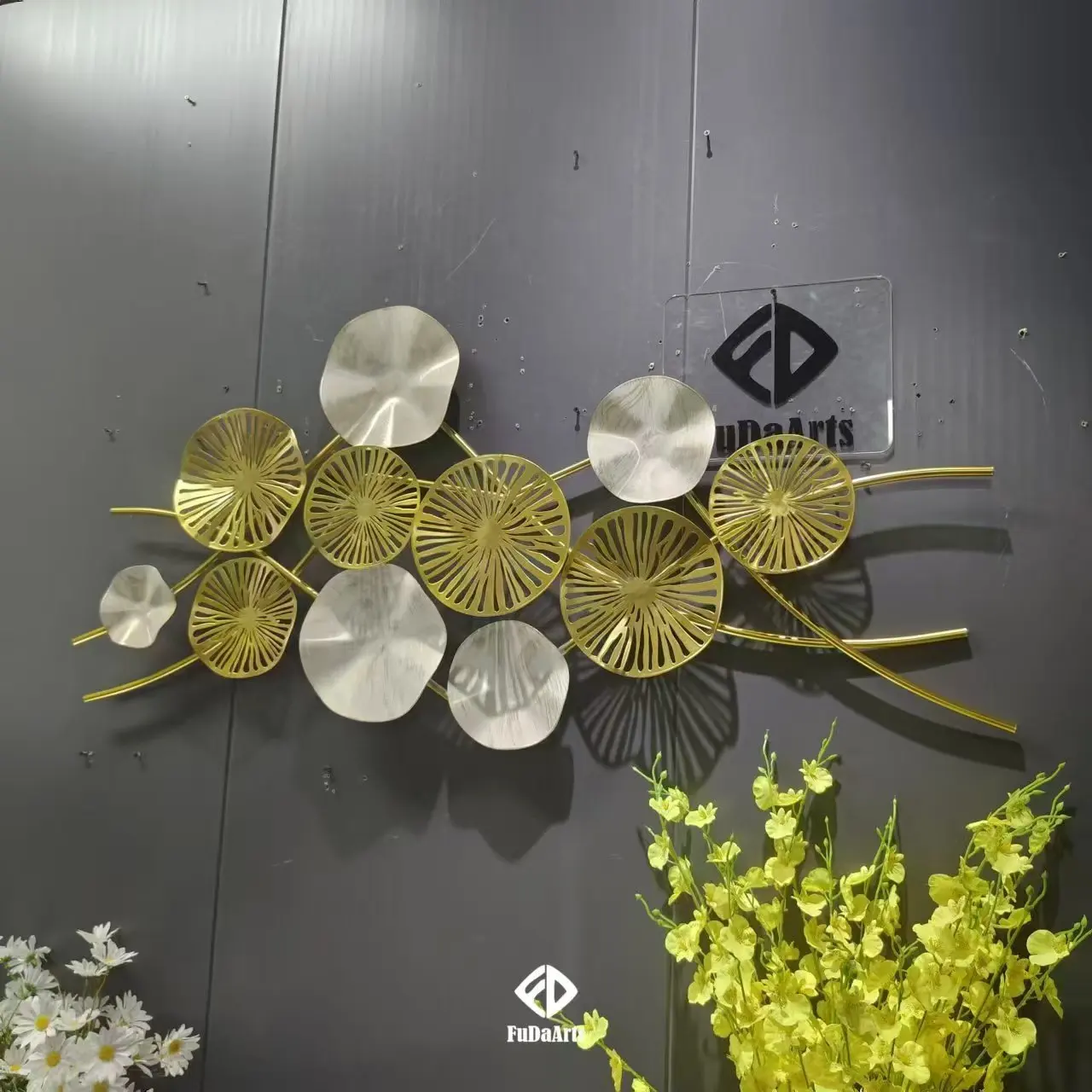 117X54CM Superior Quality Wall Hanging Iron Decors Horizontal Gold Metal Frame Wall Decor for Living Room