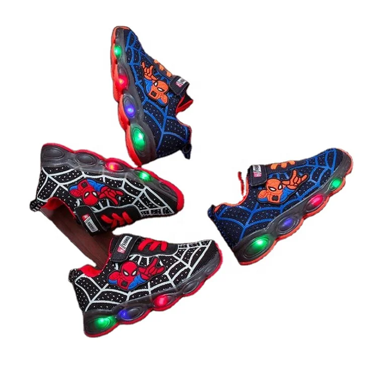 

New mesh children's LED boys sports shoes lightweight breathable casual flat shoes