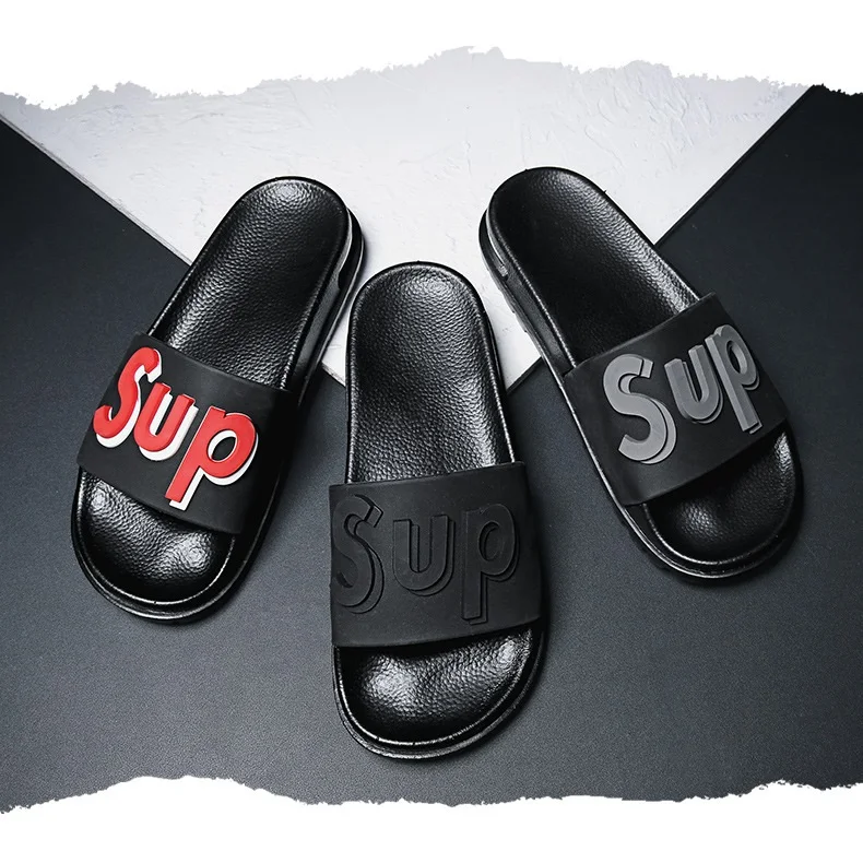 

Customized Logo unisex outdoor men slide slippers Anti-slip Low MOQ big size outdoor air cushion PVC slippers for men