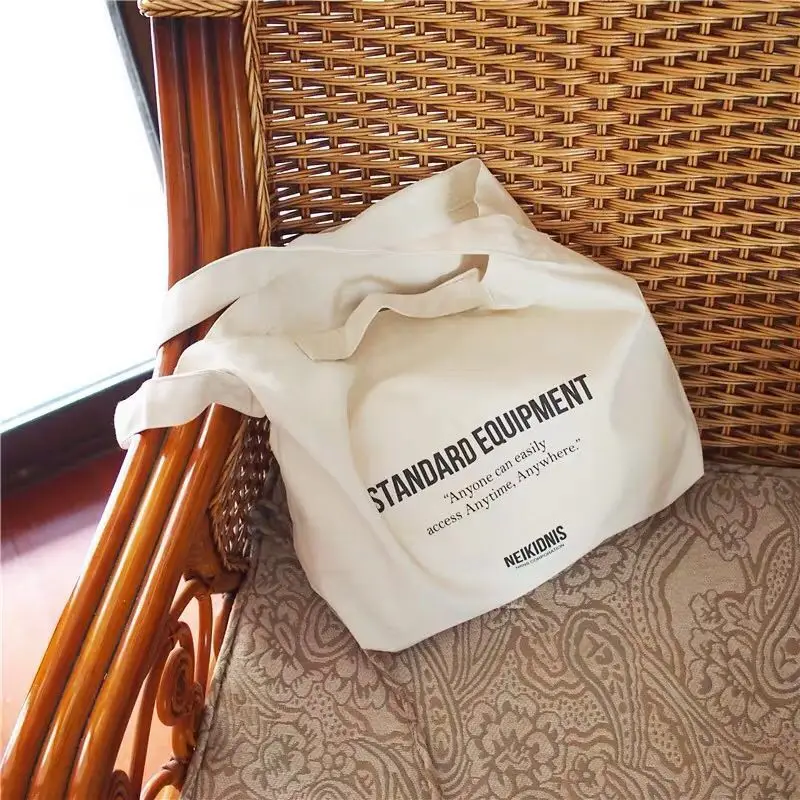 Reusable cotton shopping bags plain white cotton canvas tote bag with printed logo