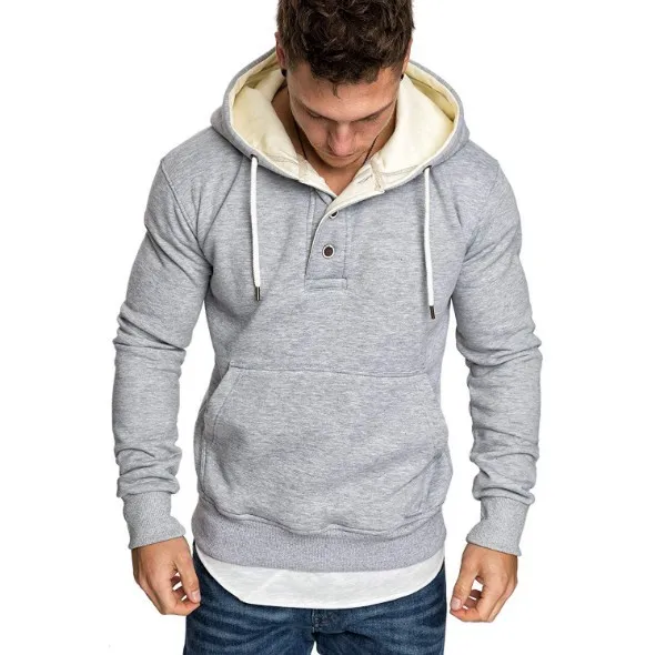 

Wholesale cheap blank New style stand collar fashion splicing solid color hoodie men's casual hoodie