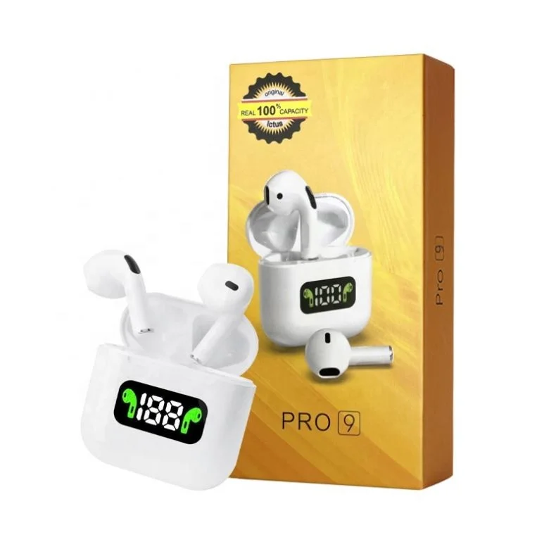 

PRO 9 wireless Earphone outdoors sports Earbuds Mini TWS Hifi BT 5.0 Smart Noise Cancelling headphone with Led Display