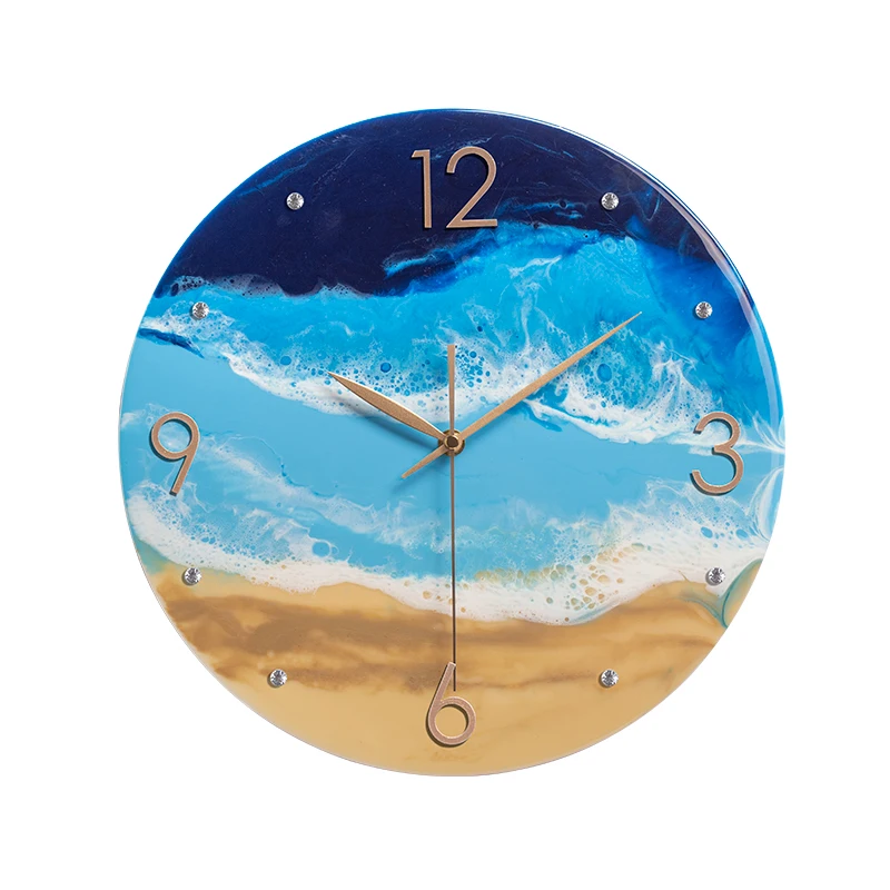 

Relife Original Designer Handmade Art Wall Clock Poured Glue Modern Splash Paintings Abstract Clock, Customized color