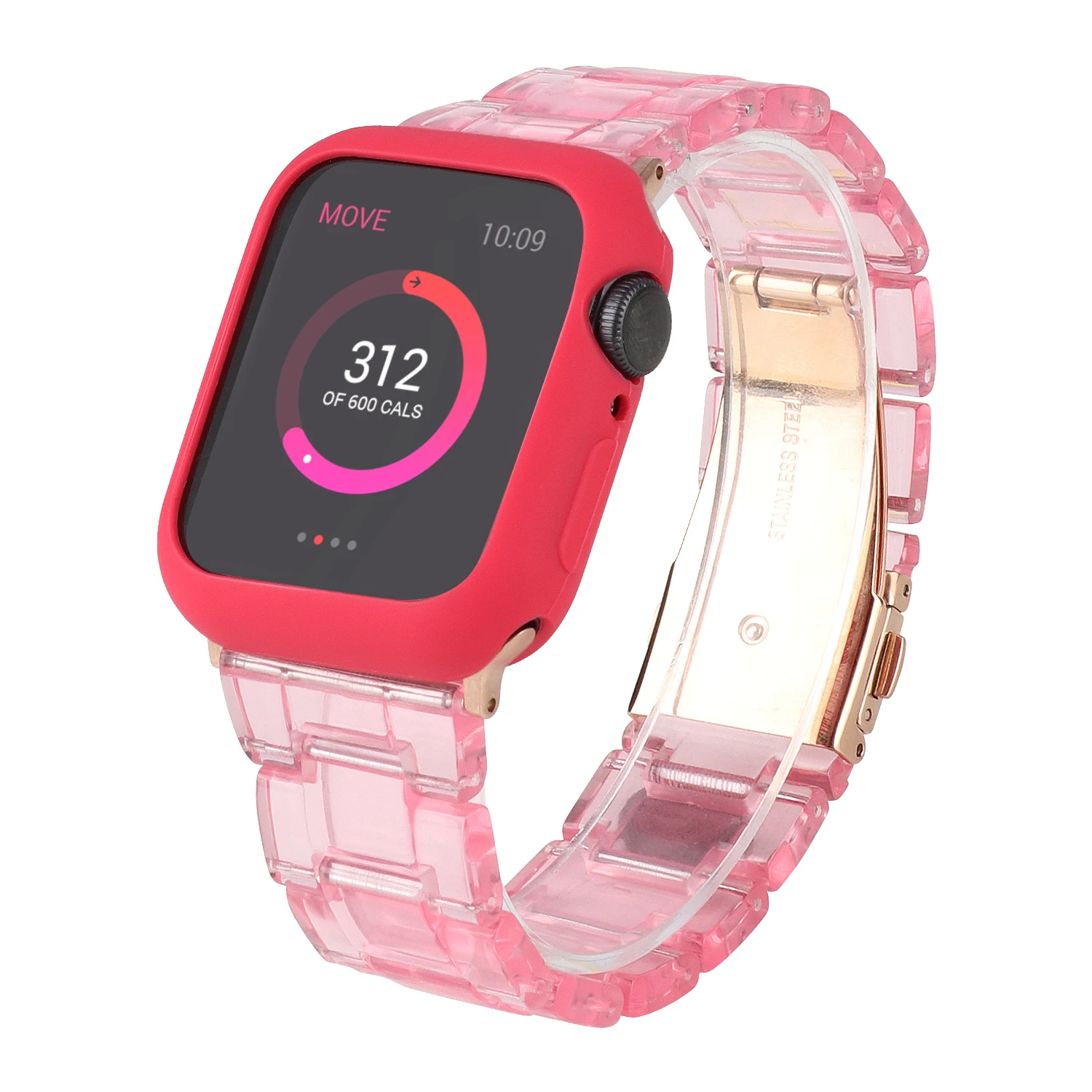 

Custom aluminum rose gold projector case and band for apple iwatch watch diamond band waterproof transparent case steel