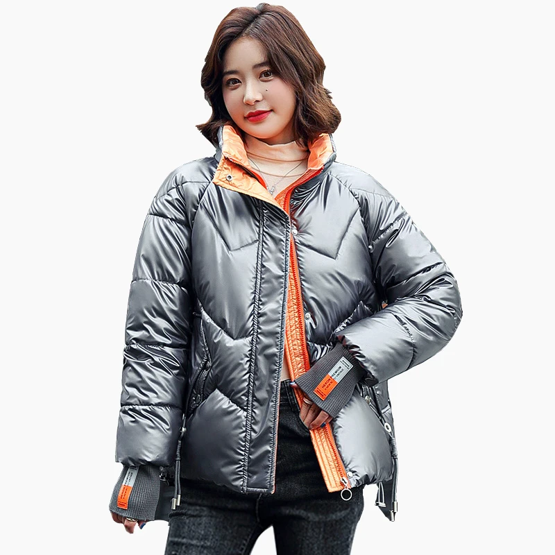 

2021 New Arrival Puffer Coat Shinny Jacket Windproof Jacket winter zip thick glossy outerwear jackets coat