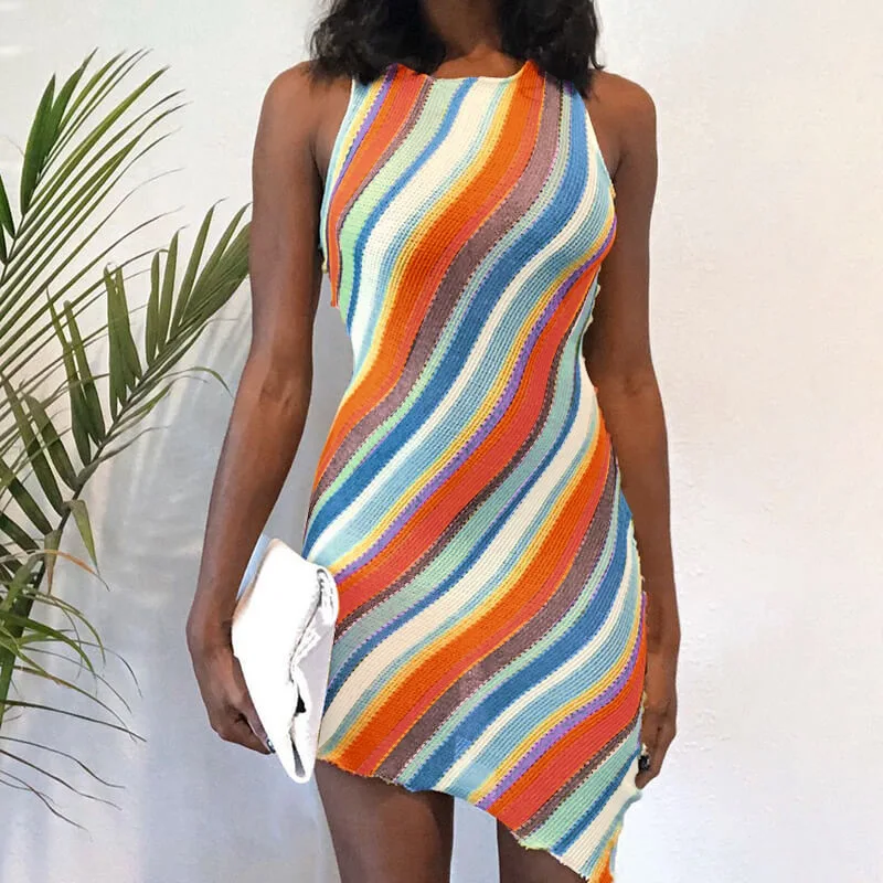 

FS4285A Trendy clothing vendors hot selling women bodycon stripe dresses