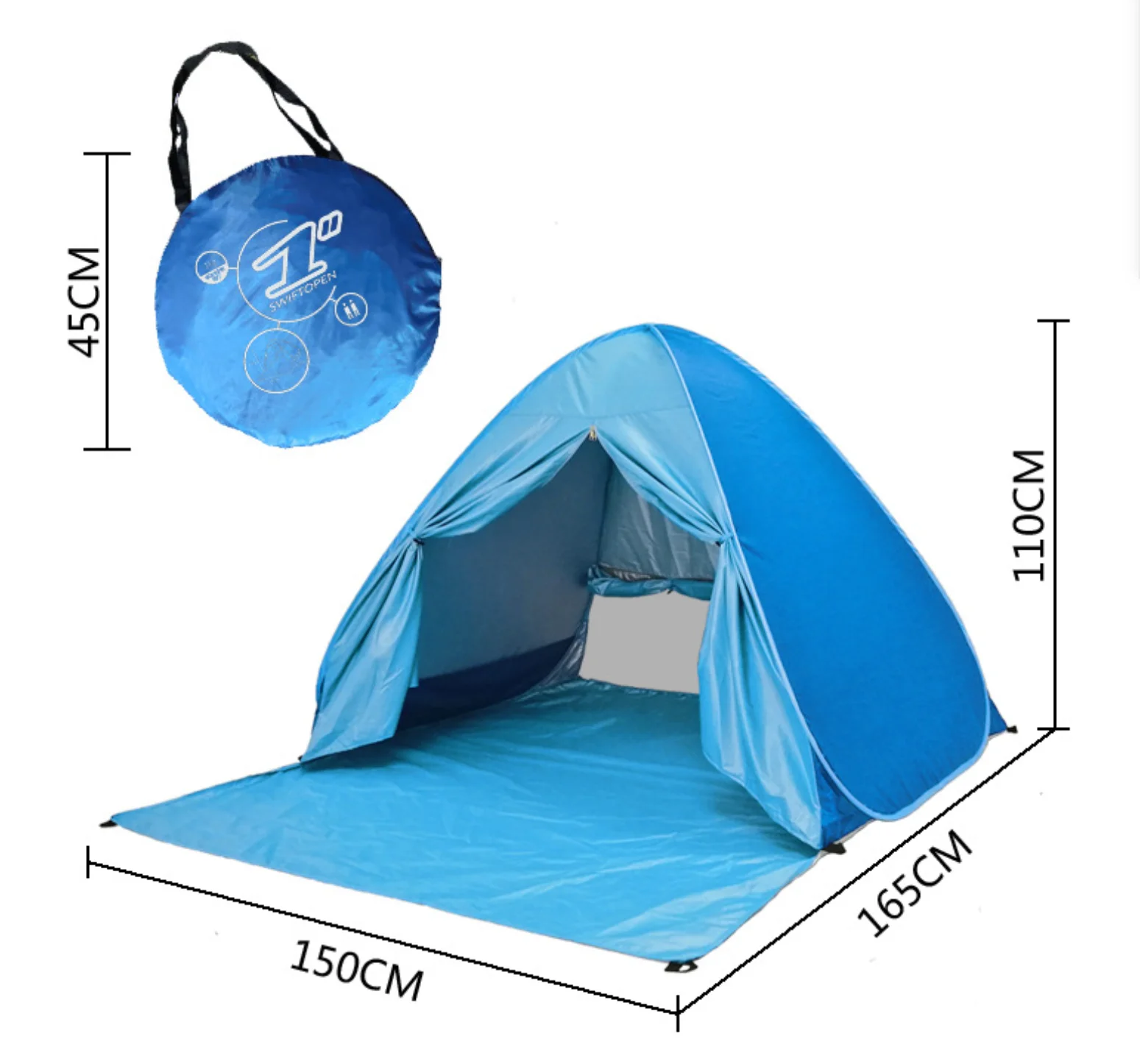 

New Topsun Waterproof Beach Tent Sun Protection Automatic Tent Beach Sun Shelter Instant Pop Up Tent, Orange,blue,green or optional