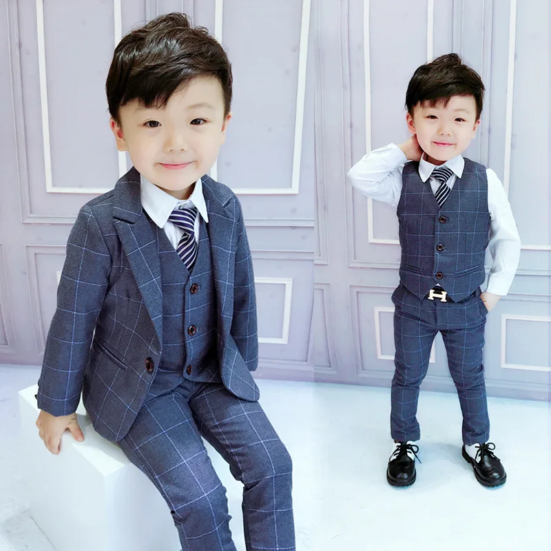 

2019 autumn kids clothes gentleman fashion British wind boy Korean version suit vest three-piece baby clothing, As pic shows, we can according to your request also