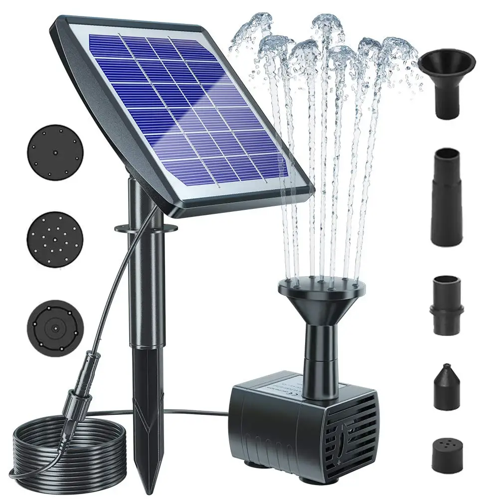 

2W 800 mAh Spray Height 65cm 6 Nozzles Solar Powered Floating Water Garden Small Fountain Pump For Bird Bath